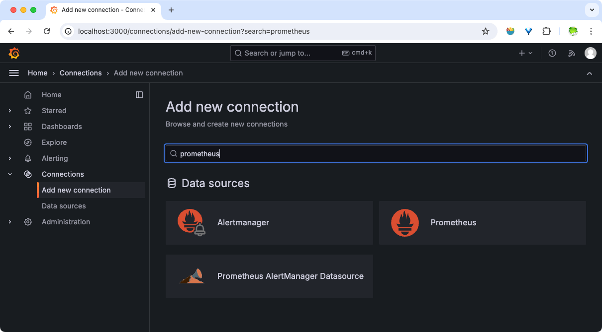 grafana add new connection