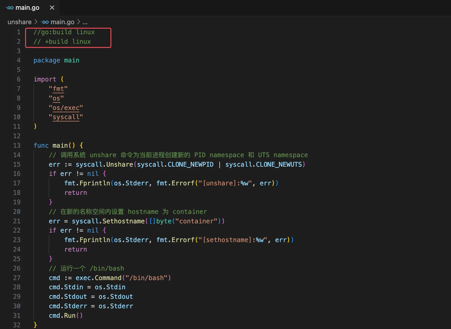 Go 源码文件添加构建参数