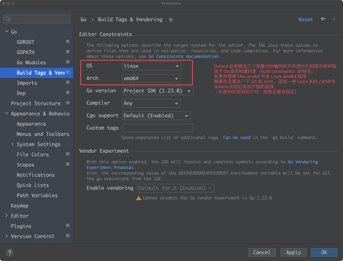 Goland 修改 OS 和 Arch