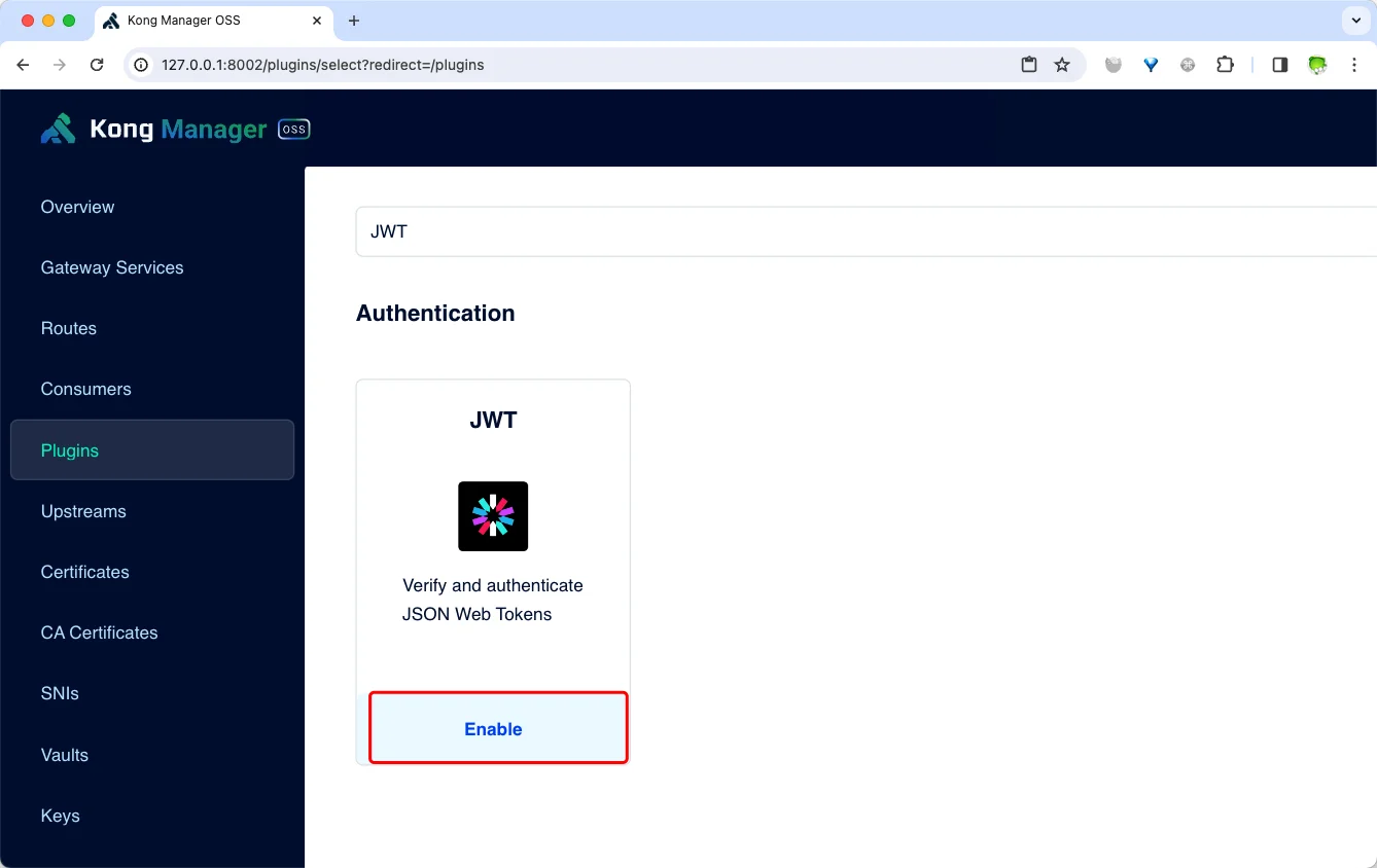 Kong JWT插件